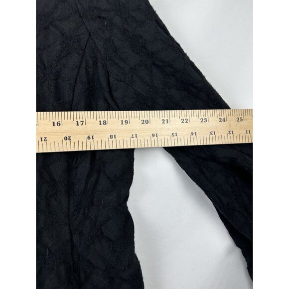 Eileen Fisher Womens Jacket Large Crinkle 100% Wool Black Cardigan long langenlo - Picture 9 of 16